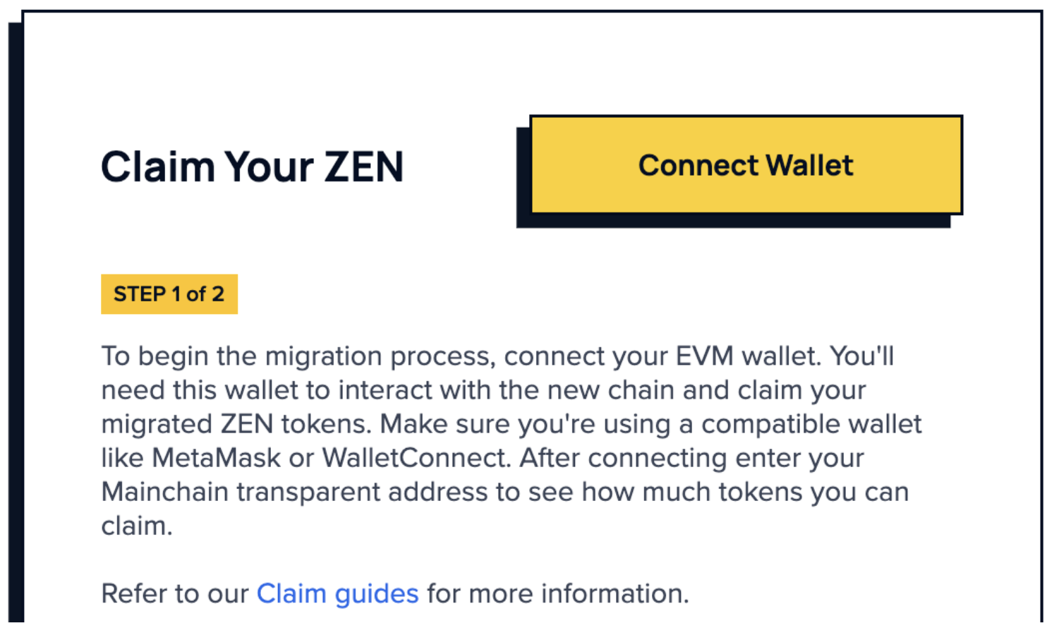 Claim page connect wallet button