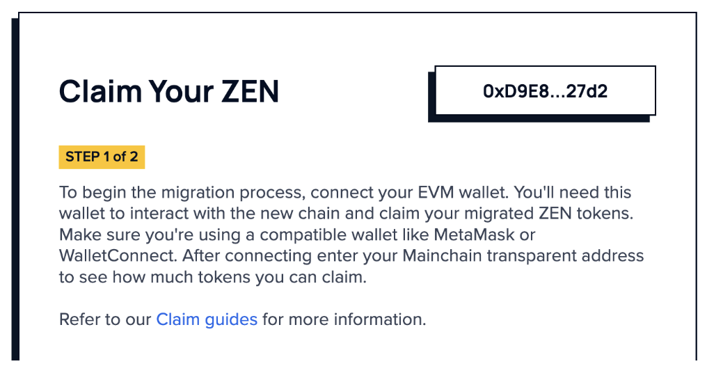 Claim page address displayed