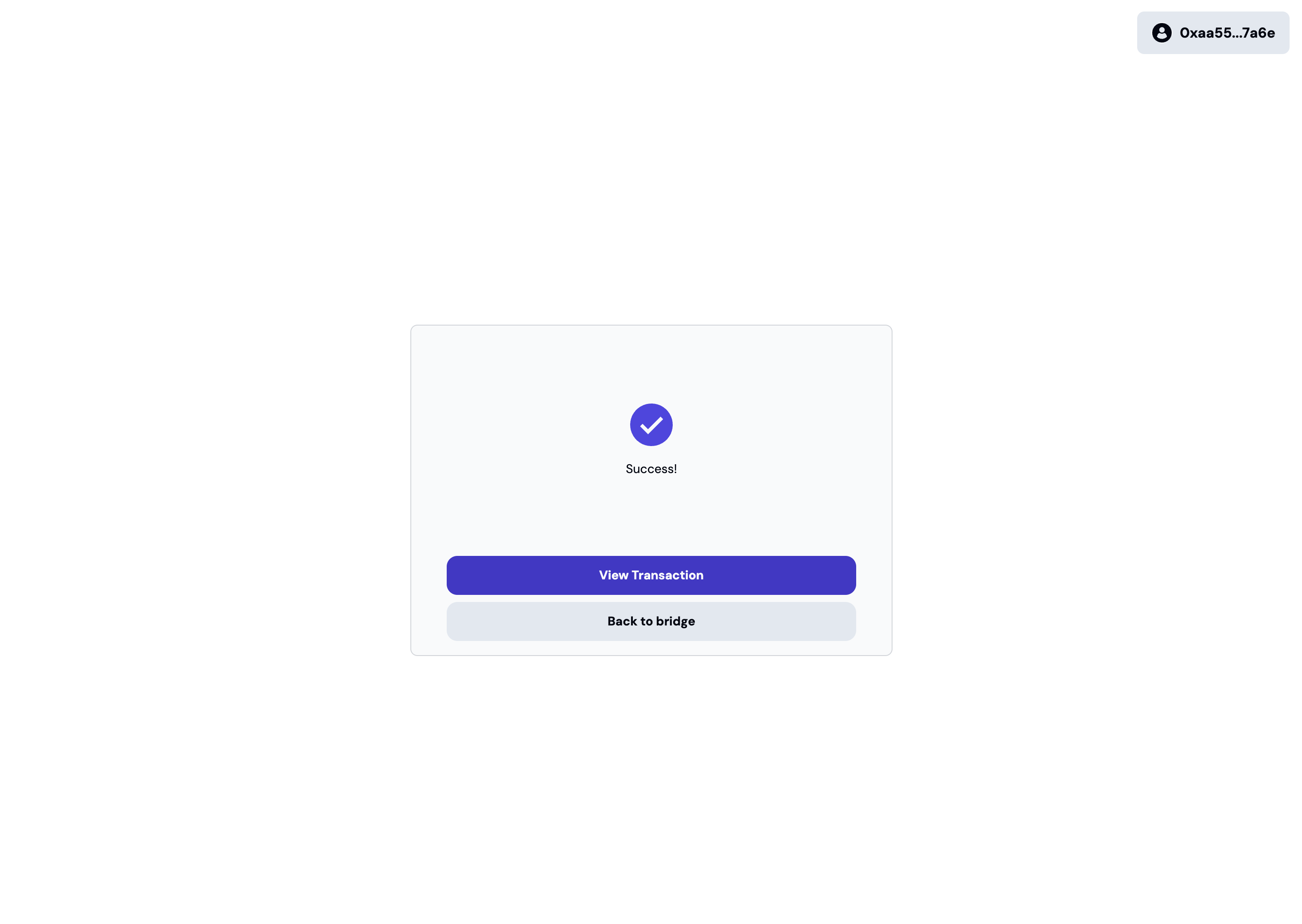 Deposit success screen
