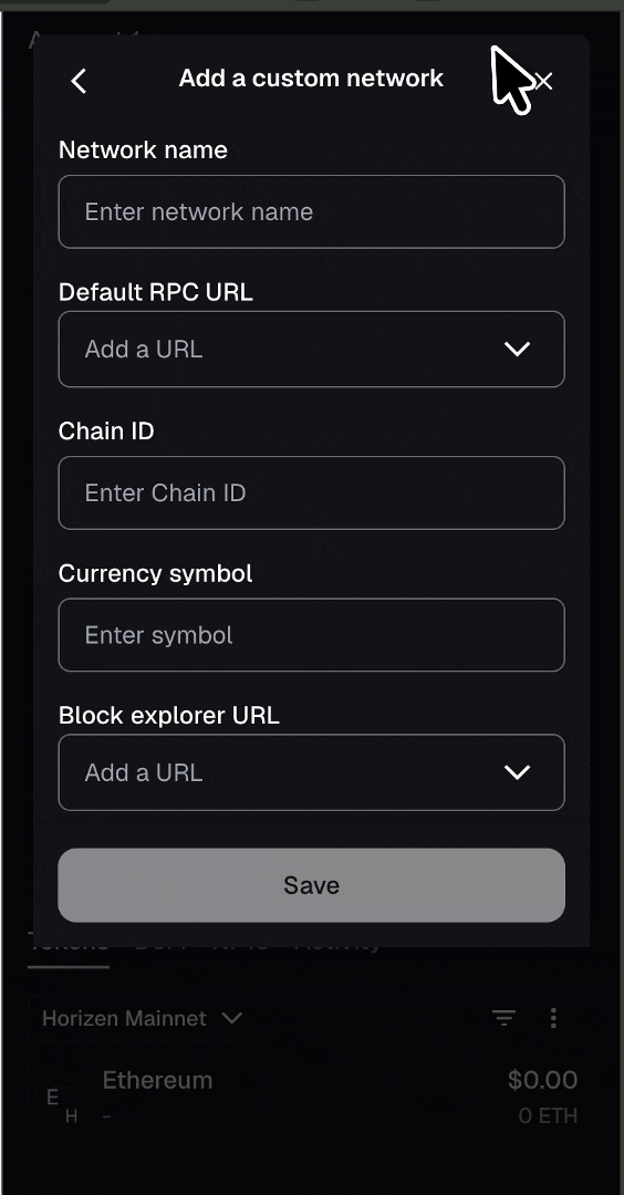 Adding Horizen Testnet to MetaMask