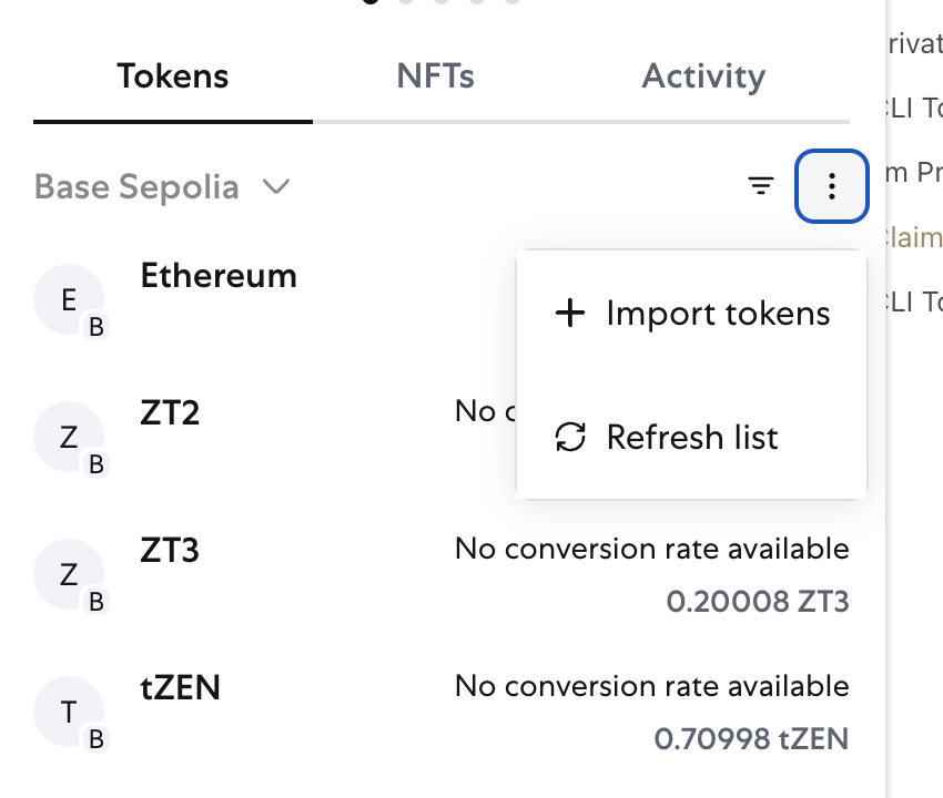 Import ZEN token