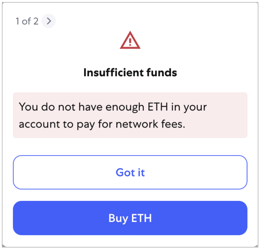Insufficient funds screen