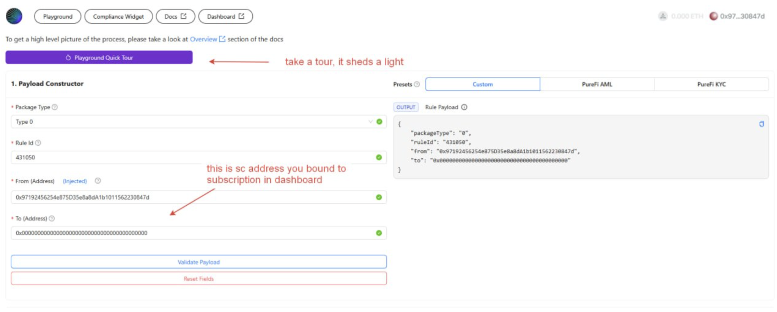 PureFi Payload Constructor